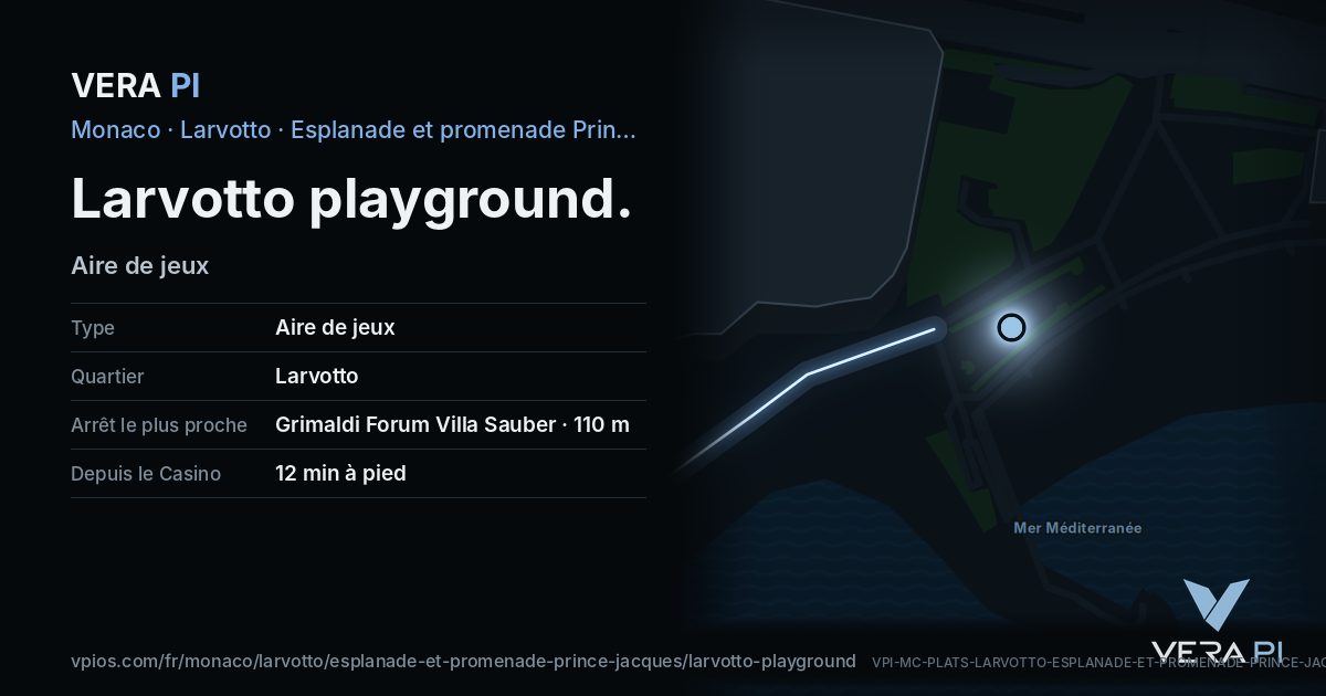 La carte VERA PI de Larvotto playground