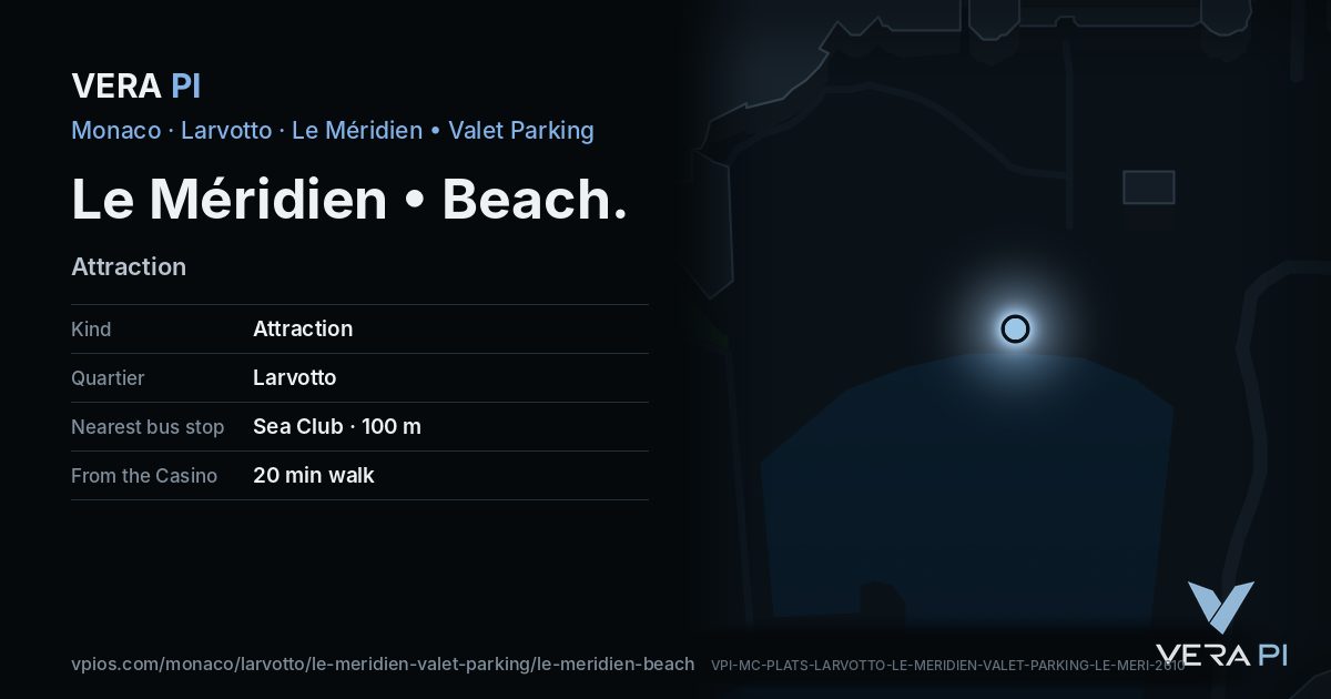The VERA PI card for Le Méridien • Beach