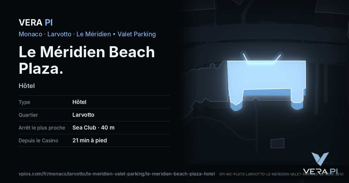La carte VERA PI de Le Méridien Beach Plaza