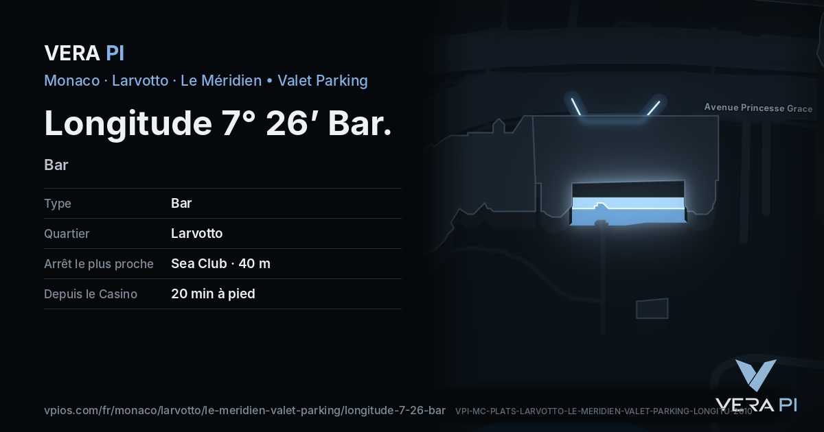 La carte VERA PI de Longitude 7° 26’ Bar