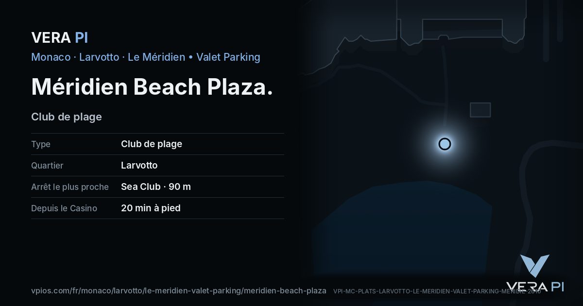La carte VERA PI de Méridien Beach Plaza