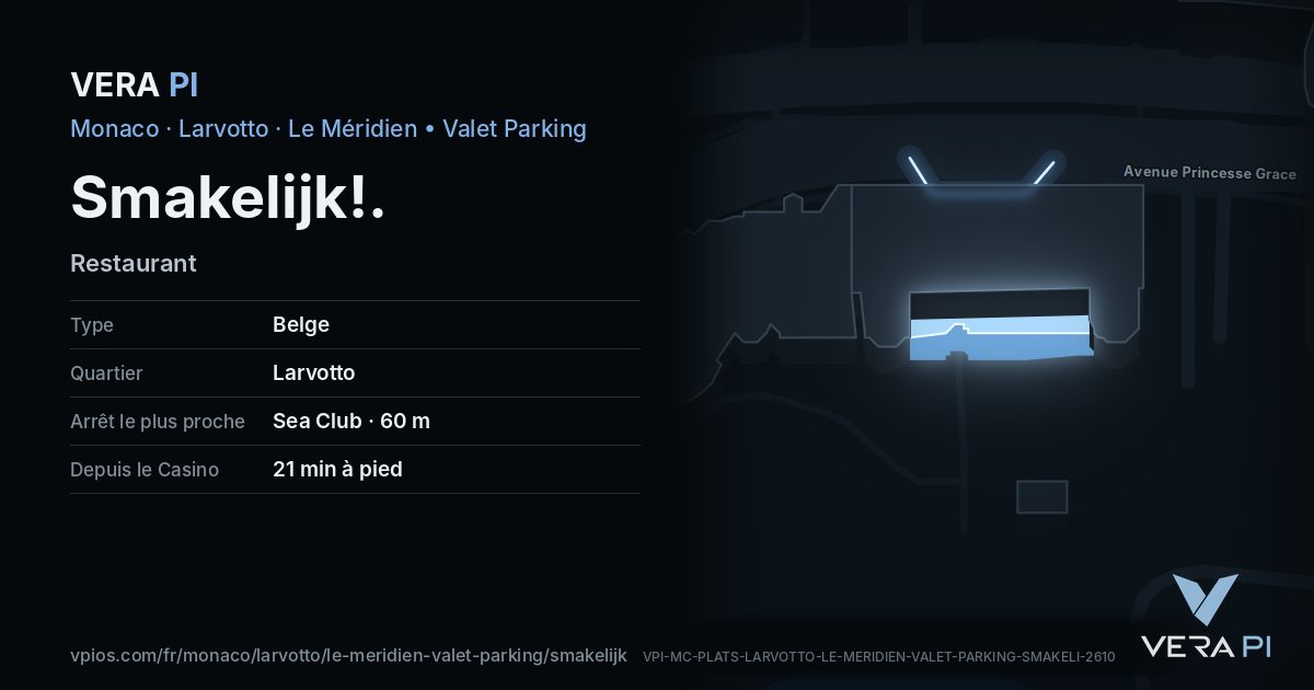 La carte VERA PI de Smakelijk!