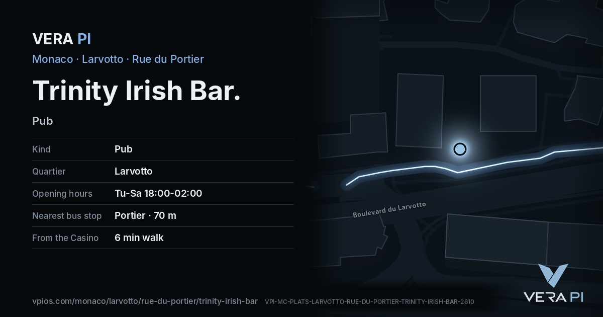 The VERA PI card for Trinity Irish Bar
