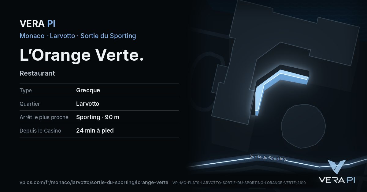 La carte VERA PI de L’Orange Verte