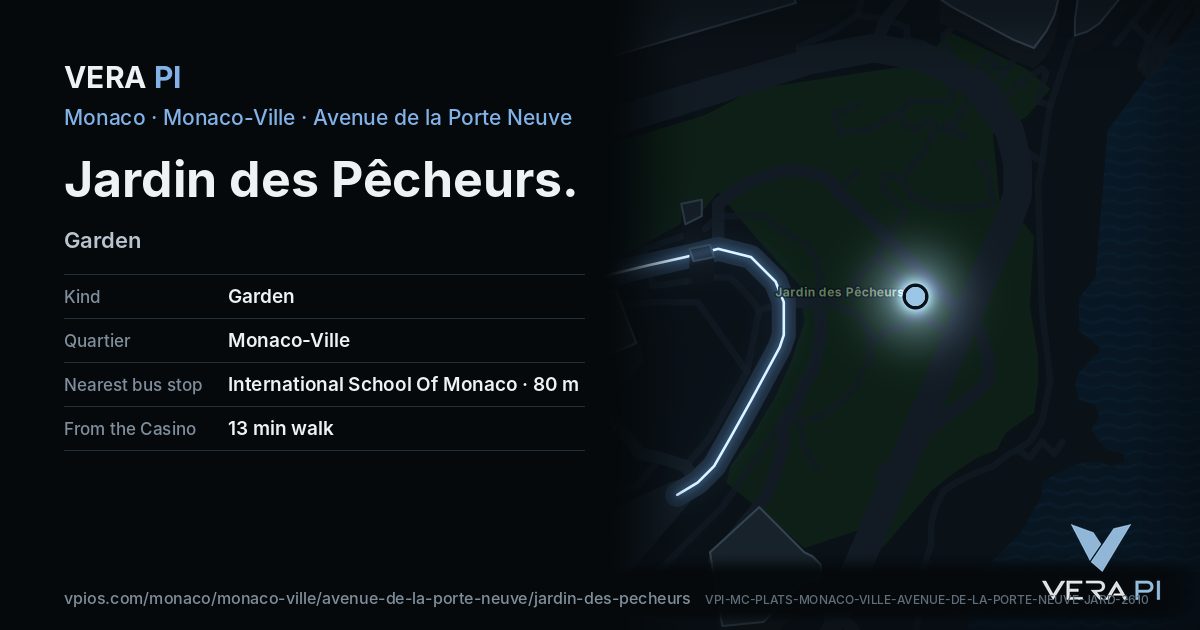 The VERA PI card for Jardin des Pêcheurs