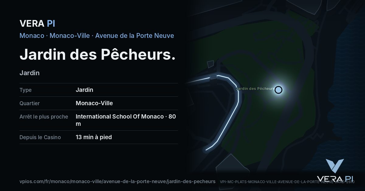 La carte VERA PI de Jardin des Pêcheurs