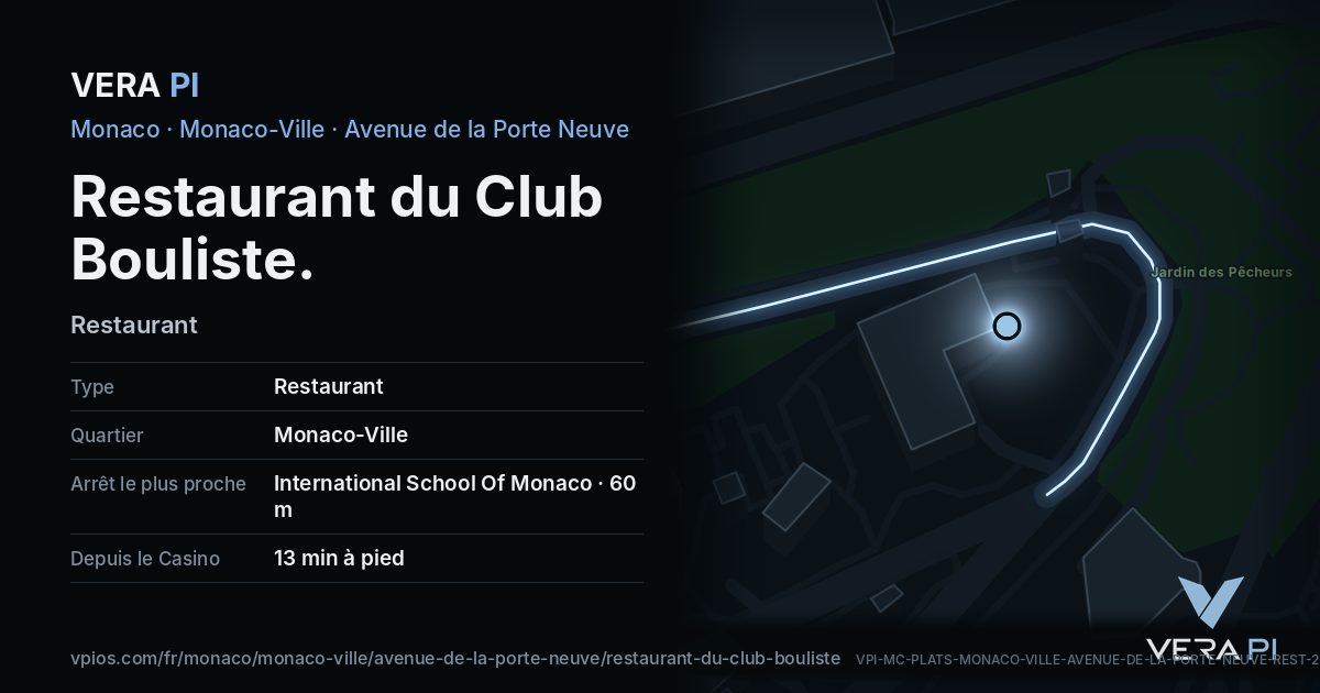 La carte VERA PI de Restaurant du Club Bouliste