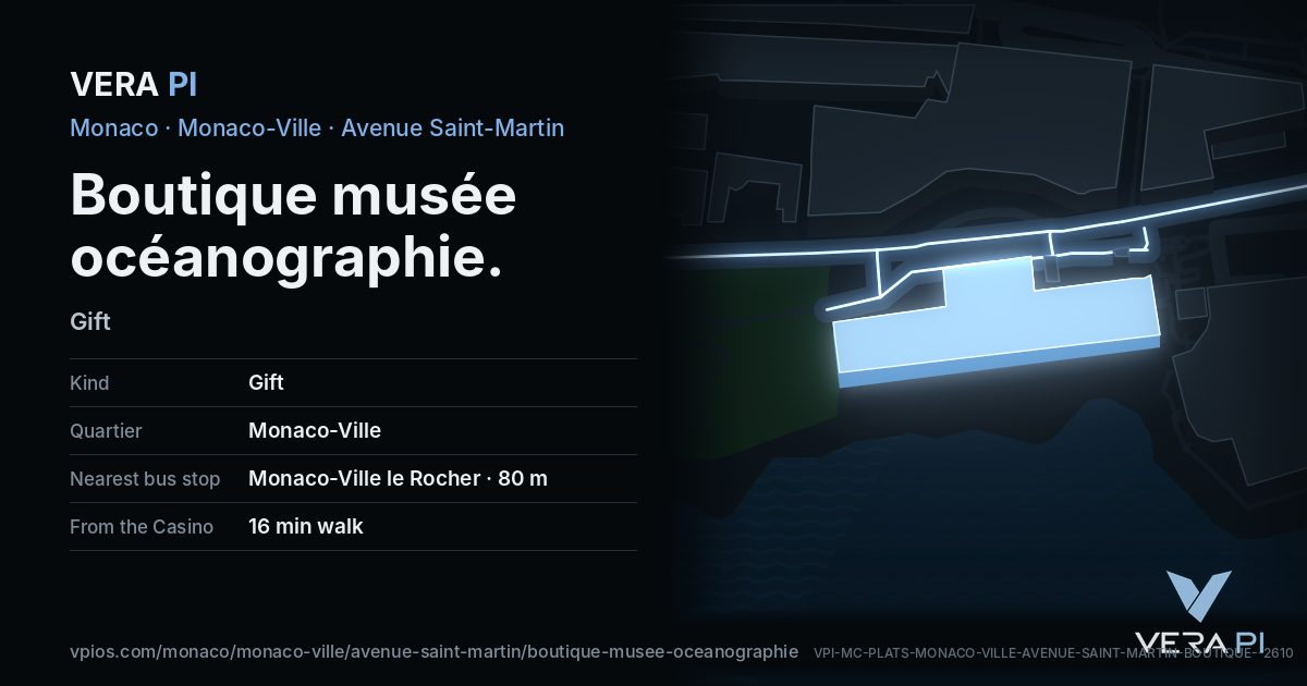 The VERA PI card for Boutique musée océanographie