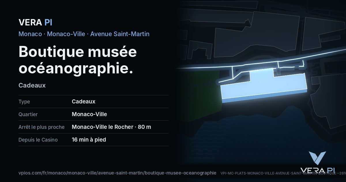 La carte VERA PI de Boutique musée océanographie