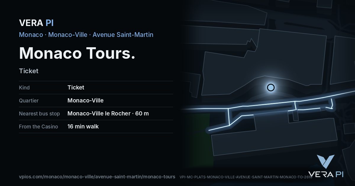 The VERA PI card for Monaco Tours