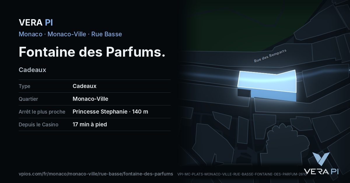 La carte VERA PI de Fontaine des Parfums