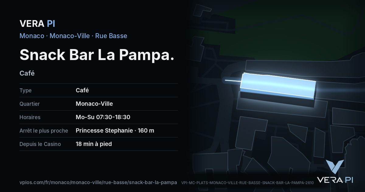 La carte VERA PI de Snack Bar La Pampa