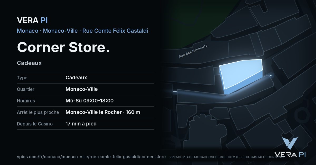 La carte VERA PI de Corner Store