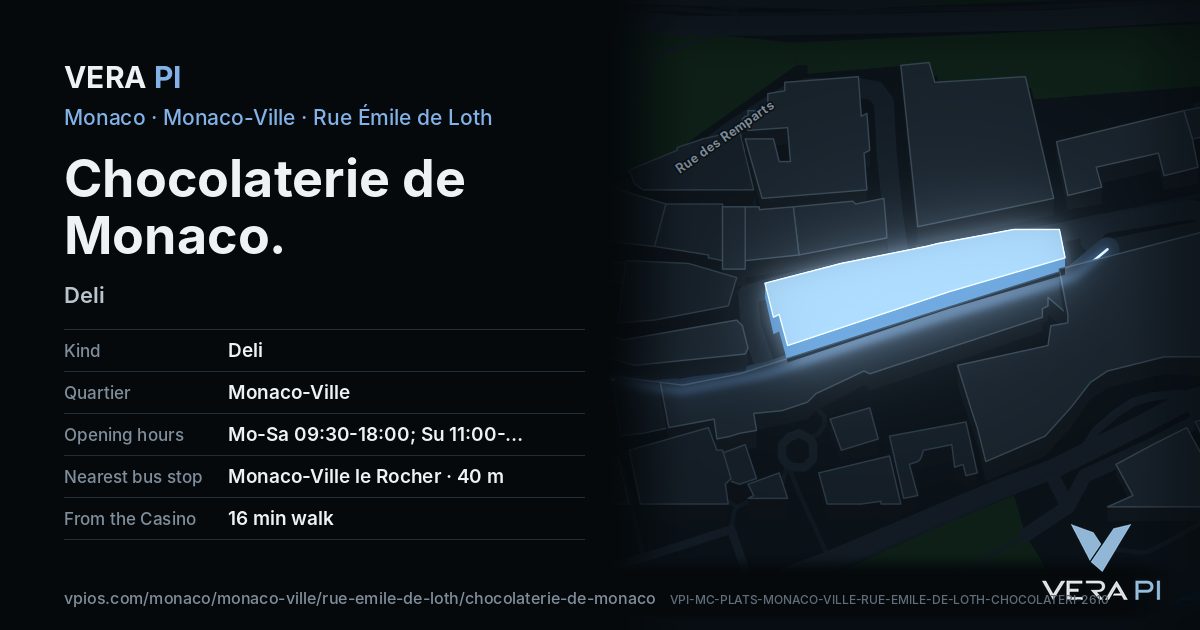 The VERA PI card for Chocolaterie de Monaco
