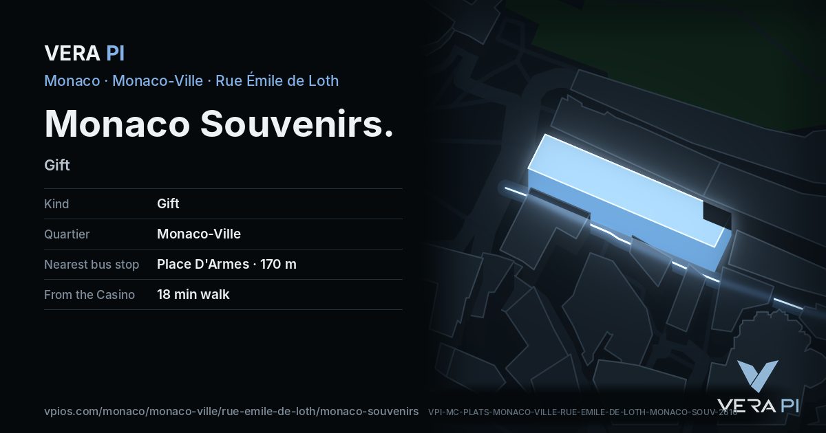The VERA PI card for Monaco Souvenirs