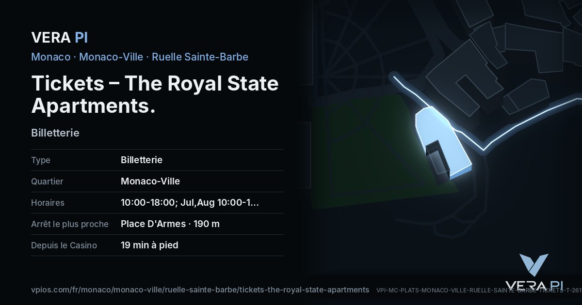 La carte VERA PI de Tickets – The Royal State Apartments