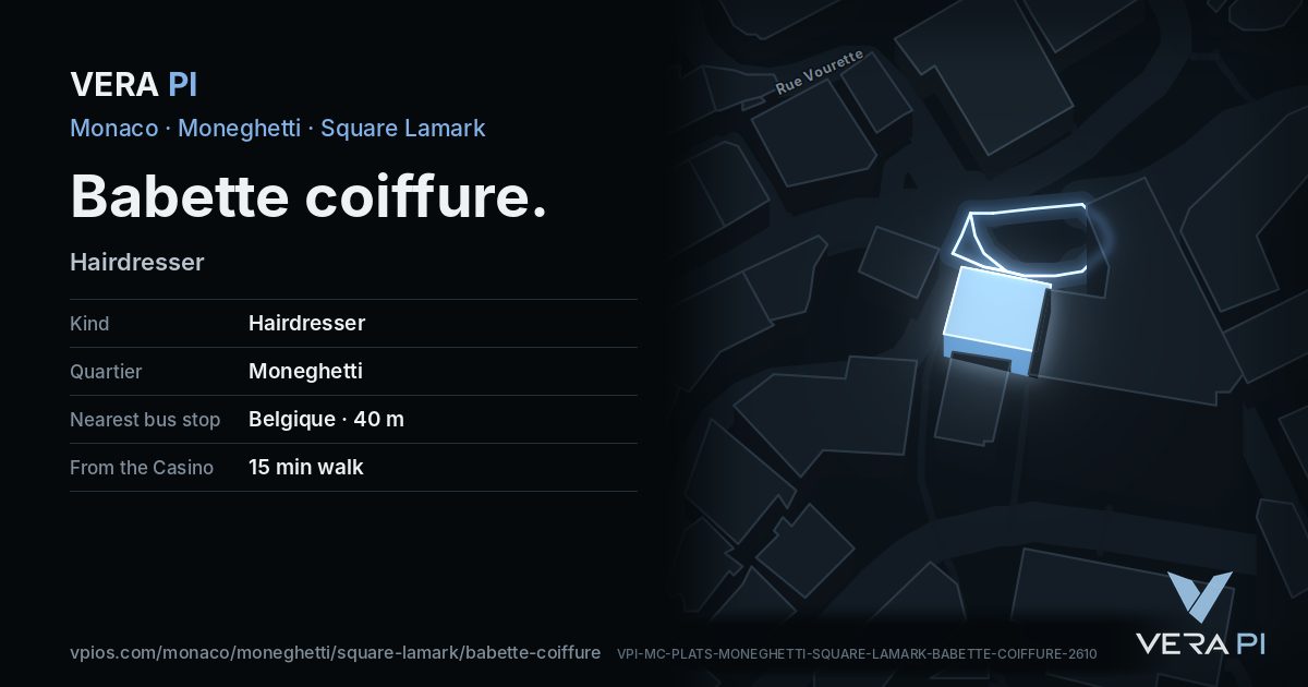 The VERA PI card for Babette coiffure