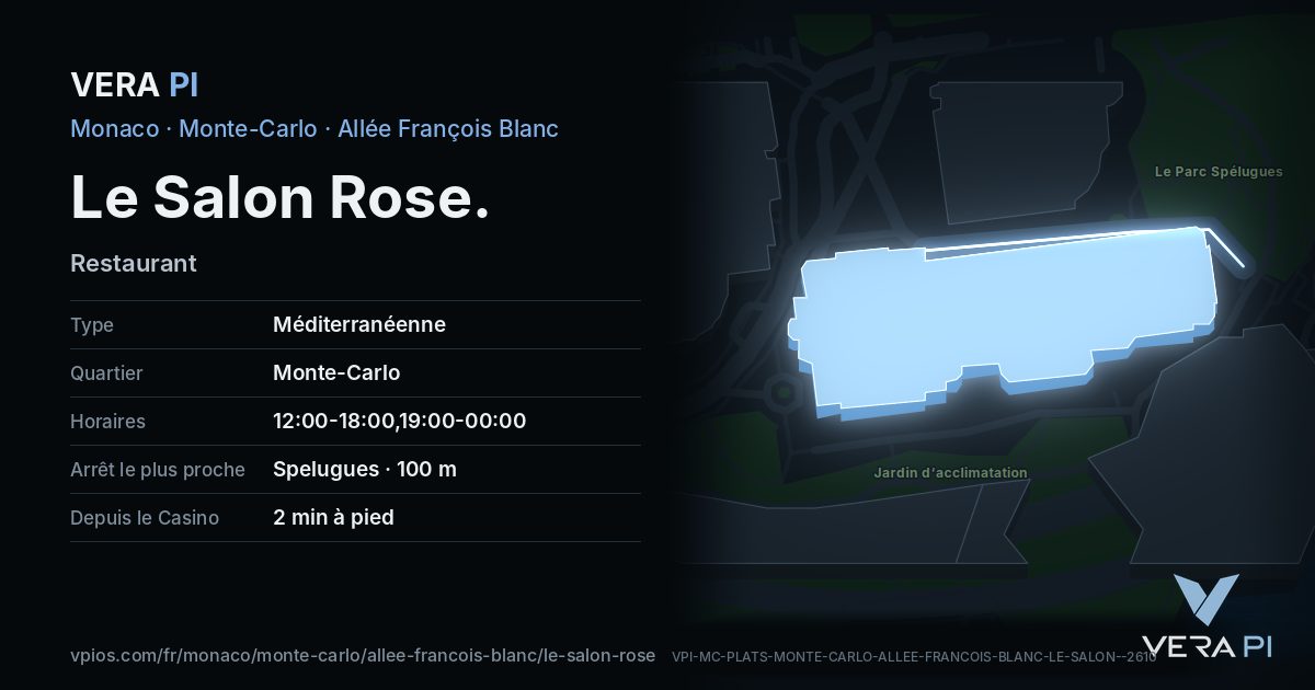 La carte VERA PI de Le Salon Rose