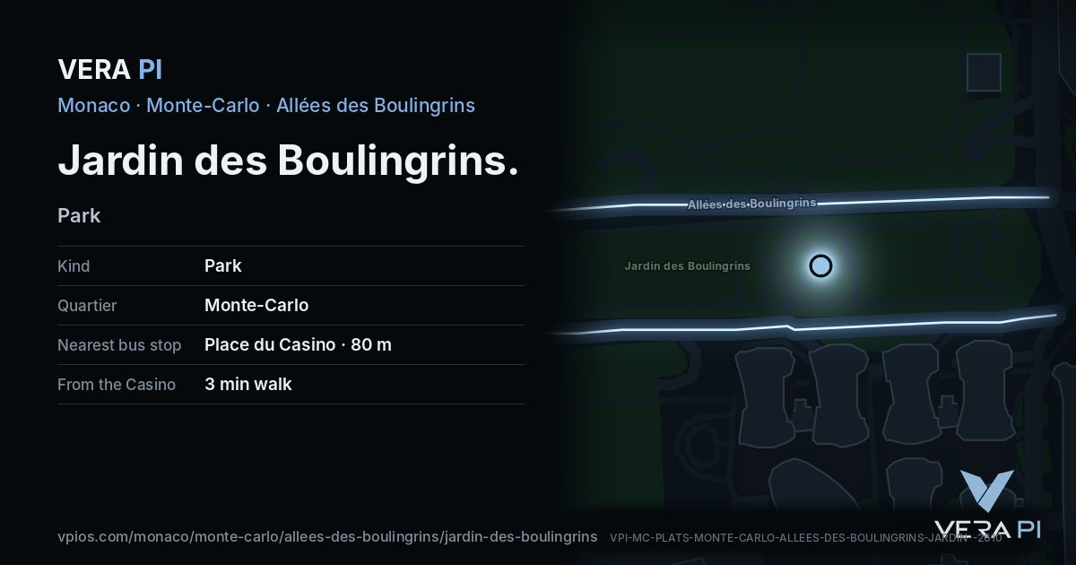 The VERA PI card for Jardin des Boulingrins