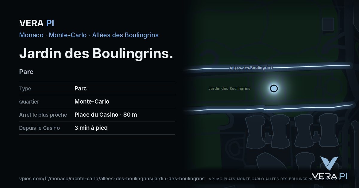 La carte VERA PI de Jardin des Boulingrins