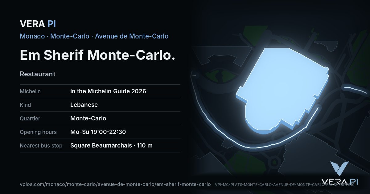 The VERA PI card for Em Sherif Monte-Carlo