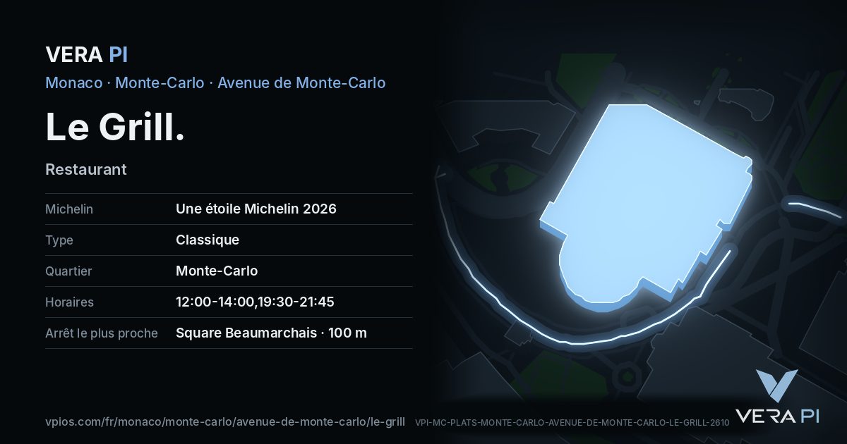 La carte VERA PI de Le Grill