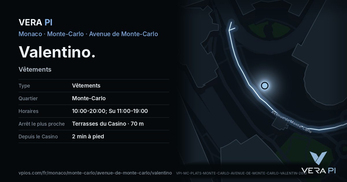 La carte VERA PI de Valentino