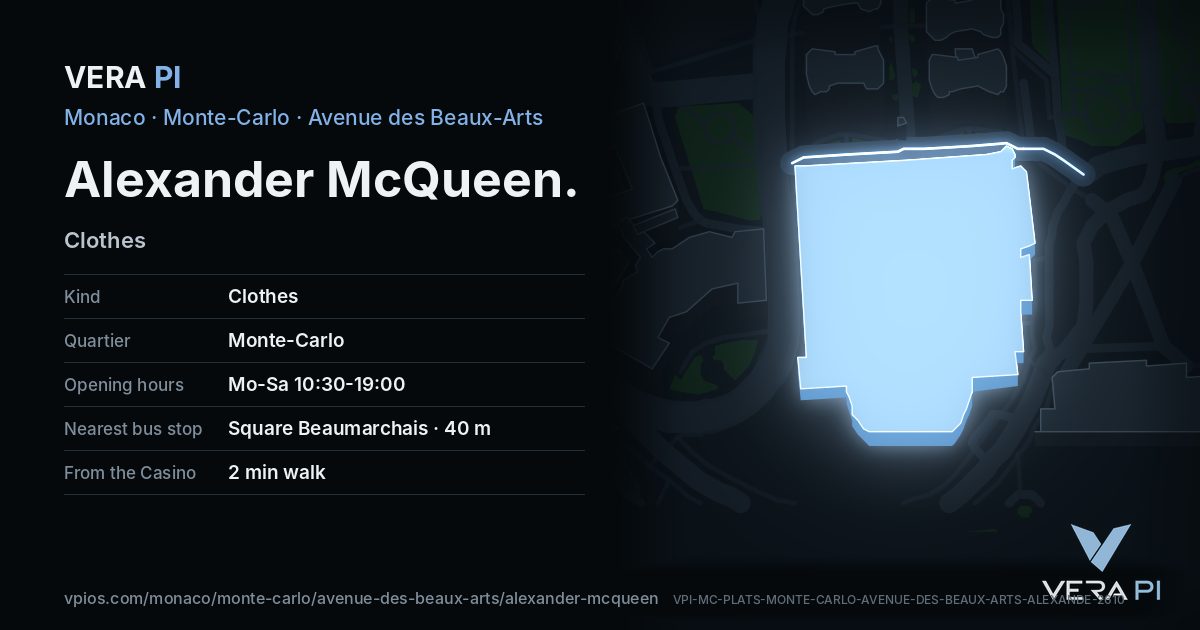 The VERA PI card for Alexander McQueen