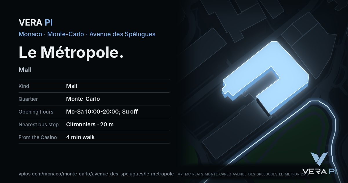 The VERA PI card for Le Métropole