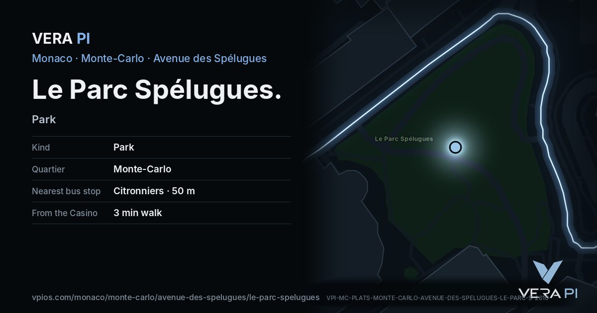The VERA PI card for Le Parc Spélugues