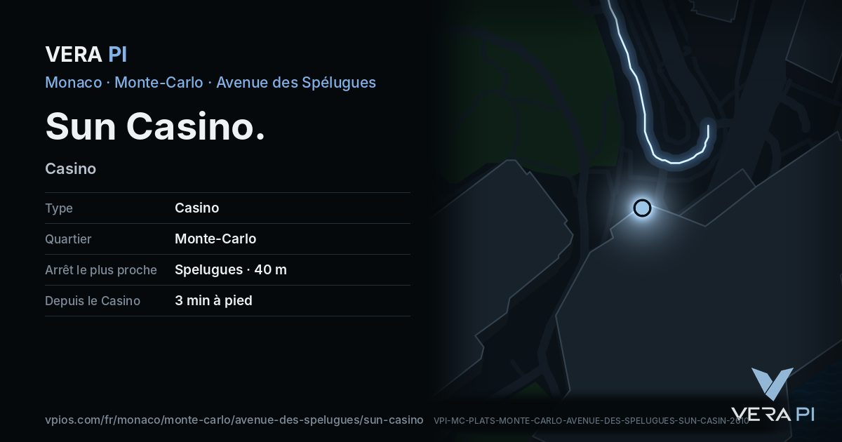 La carte VERA PI de Sun Casino