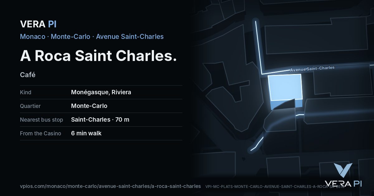 The VERA PI card for A Roca Saint Charles