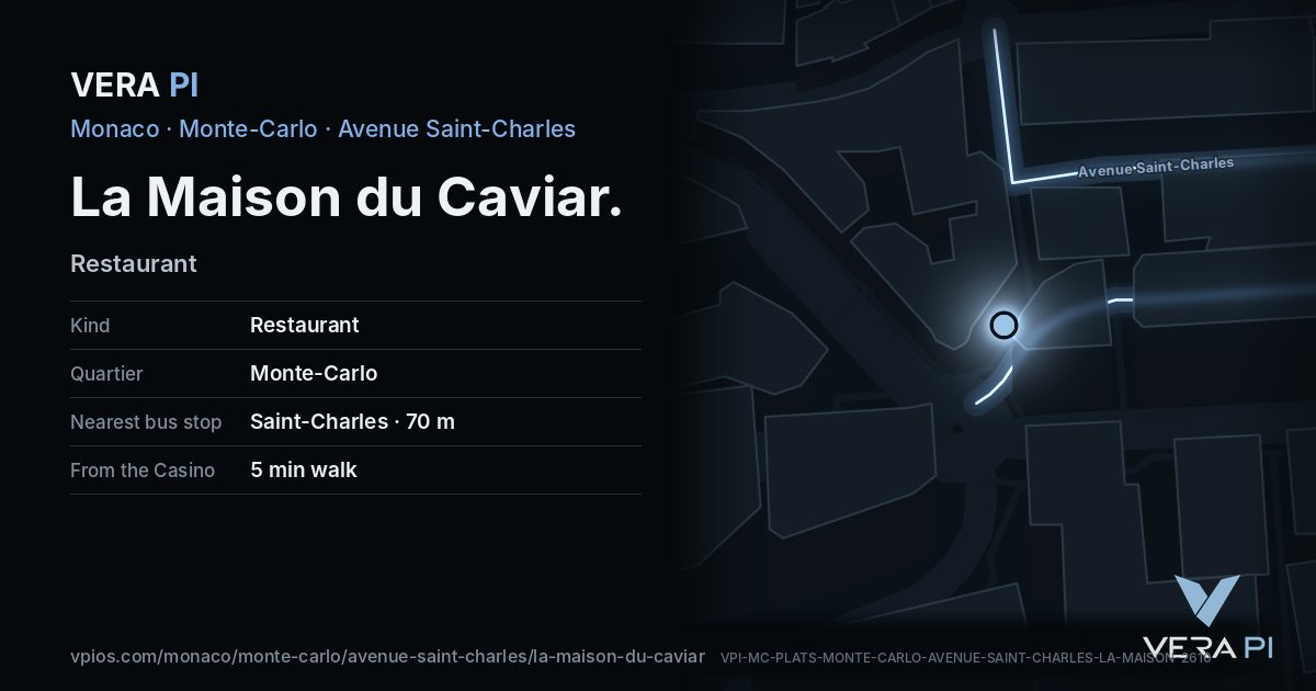 The VERA PI card for La Maison du Caviar