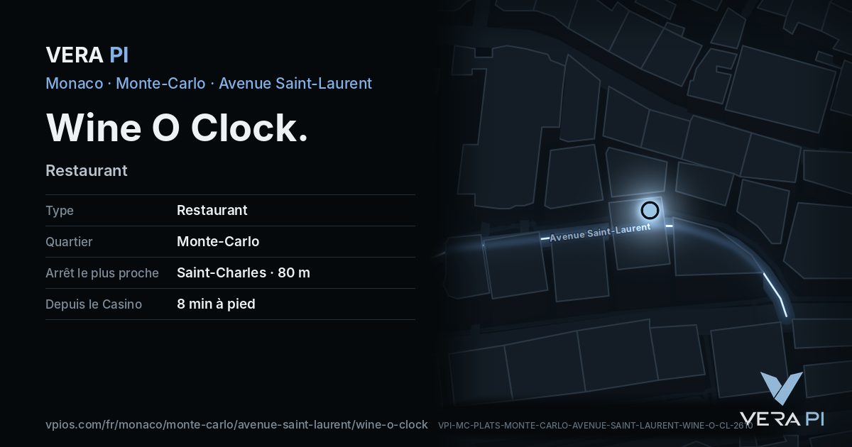 La carte VERA PI de Wine O Clock