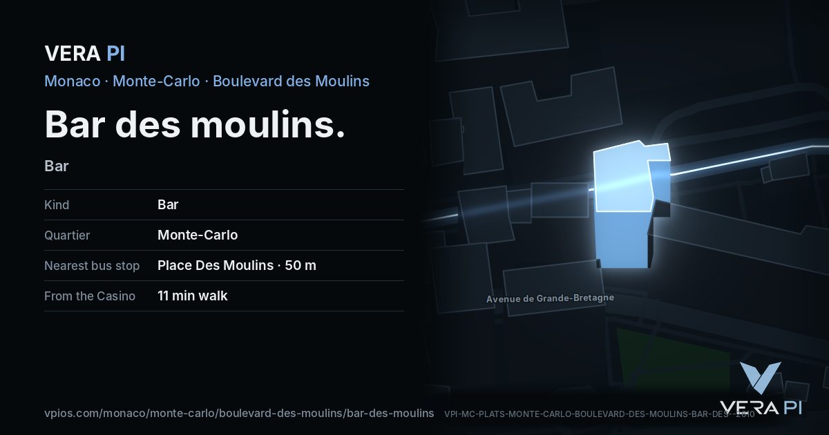 The VERA PI card for Bar des moulins
