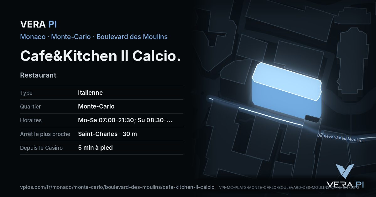 La carte VERA PI de Cafe&Kitchen Il Calcio