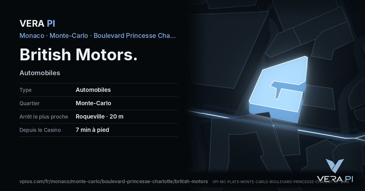 La carte VERA PI de British Motors