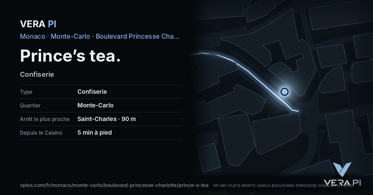 La carte VERA PI de Prince’s tea