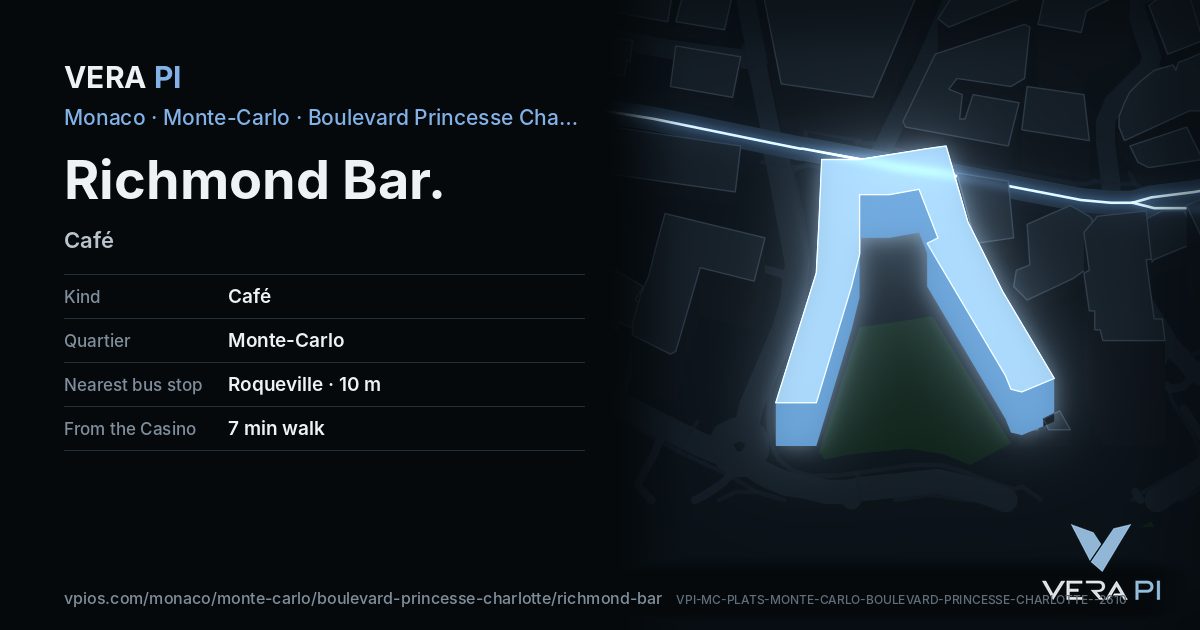 The VERA PI card for Richmond Bar