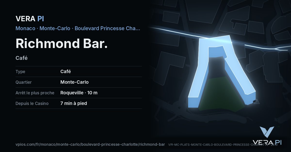 La carte VERA PI de Richmond Bar