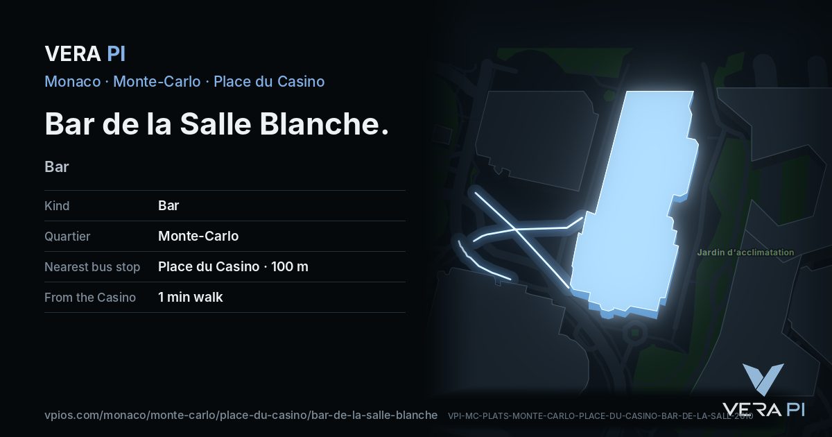The VERA PI card for Bar de la Salle Blanche