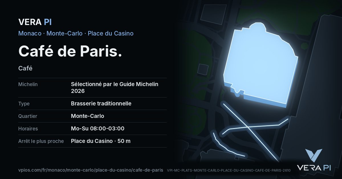 La carte VERA PI de Café de Paris