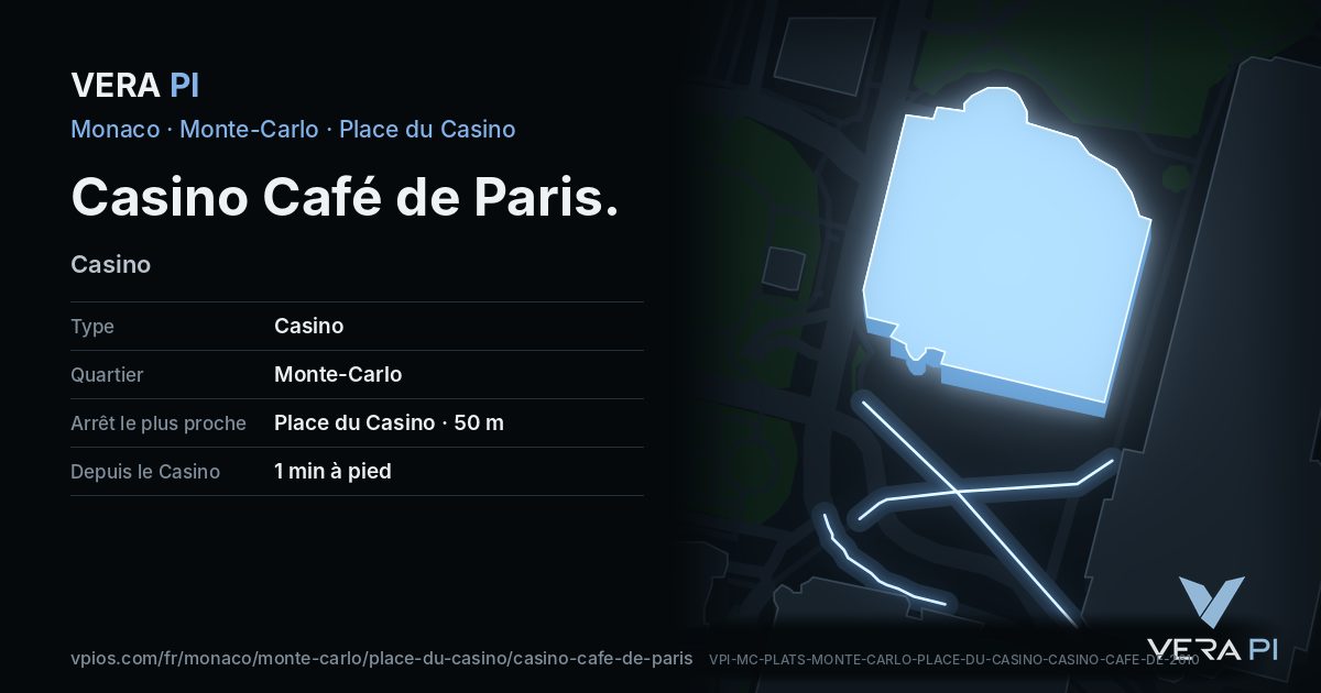 La carte VERA PI de Casino Café de Paris