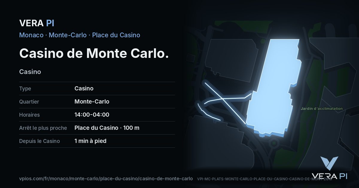 La carte VERA PI de Casino de Monte Carlo