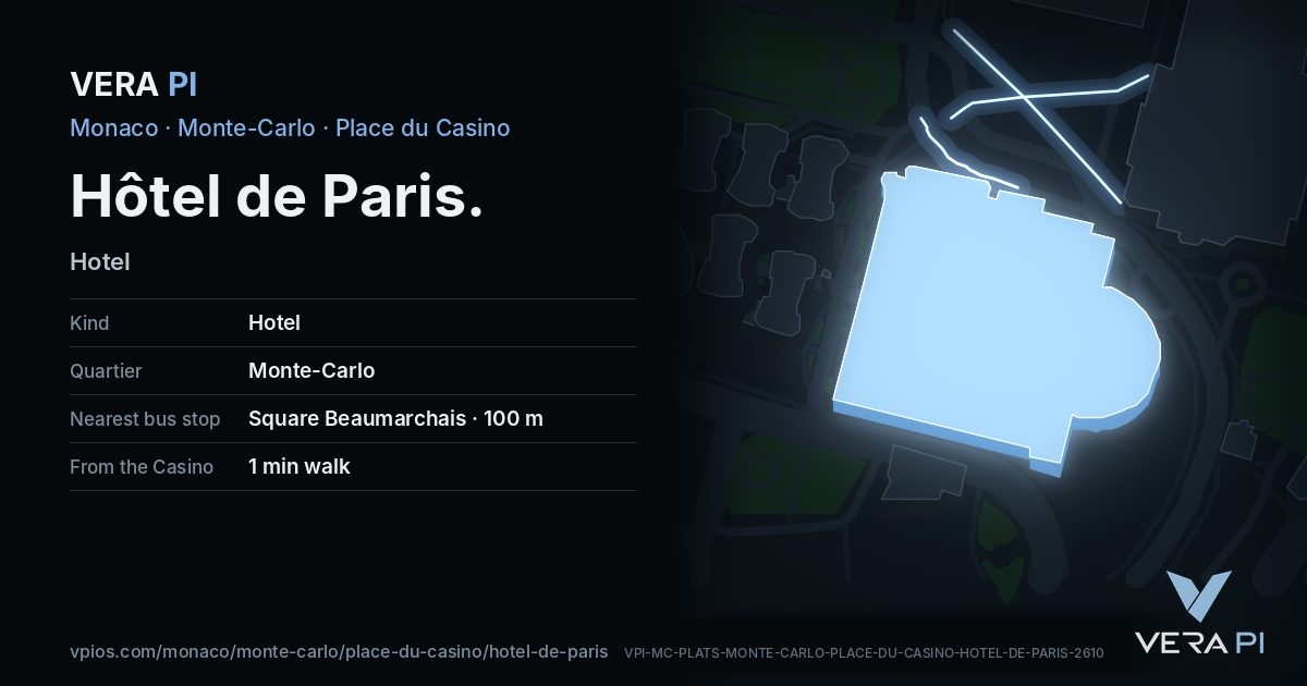 The VERA PI card for Hôtel de Paris