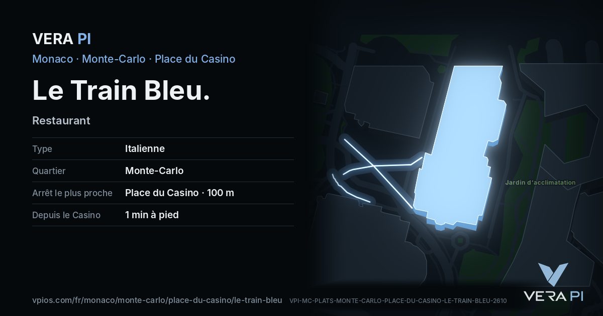 La carte VERA PI de Le Train Bleu