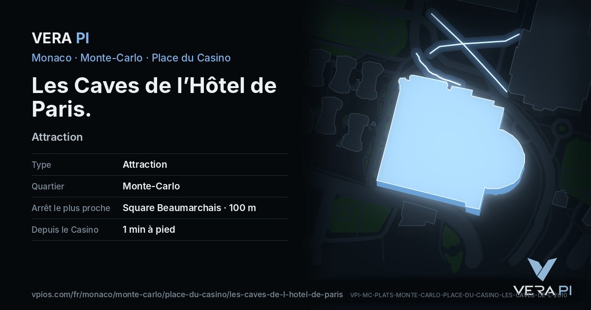 La carte VERA PI de Les Caves de l’Hôtel de Paris