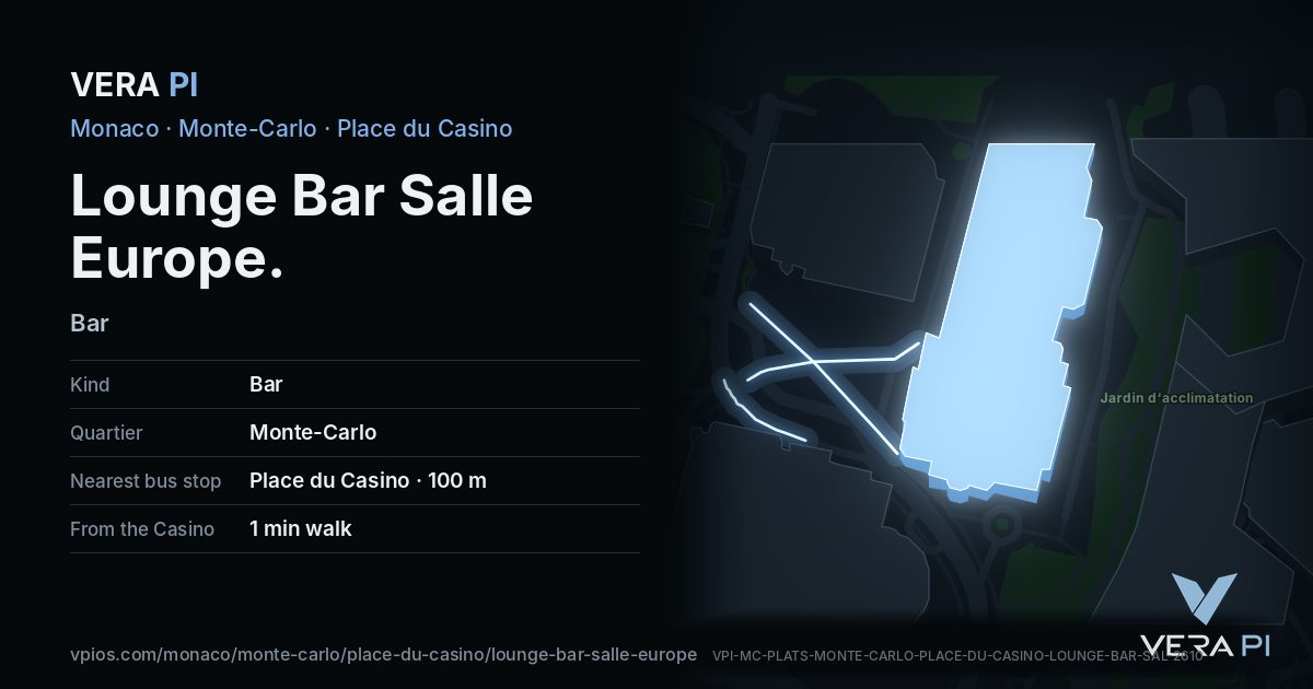 The VERA PI card for Lounge Bar Salle Europe