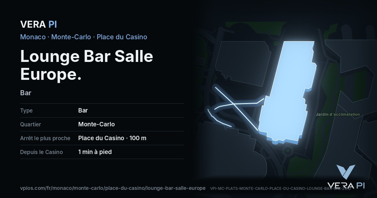 La carte VERA PI de Lounge Bar Salle Europe