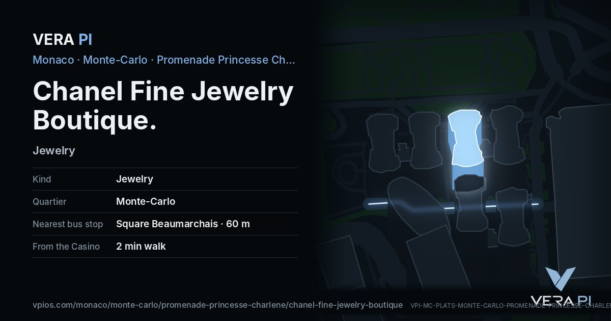 The VERA PI card for Chanel Fine Jewelry Boutique